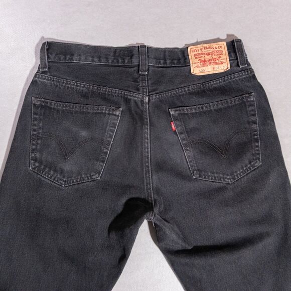 y2k Levis 505 Regular Fit Black Straight Leg Mens Denim Jeans 33x29 Grunge Skate - Picture 6 of 7